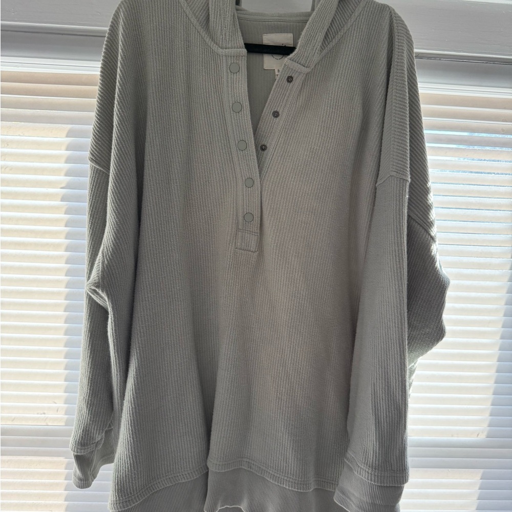 Aerie Gray Button-Up Sweater
